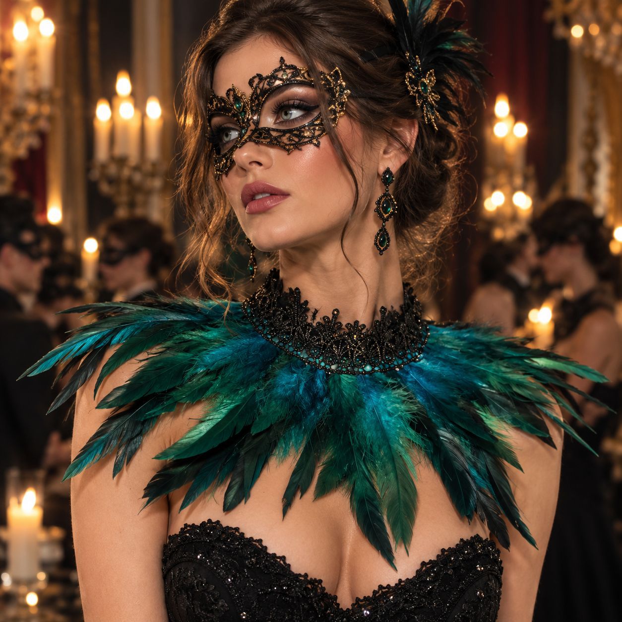 Gothic Feather Neck Collar Lac - Lace Dress 评论和价格