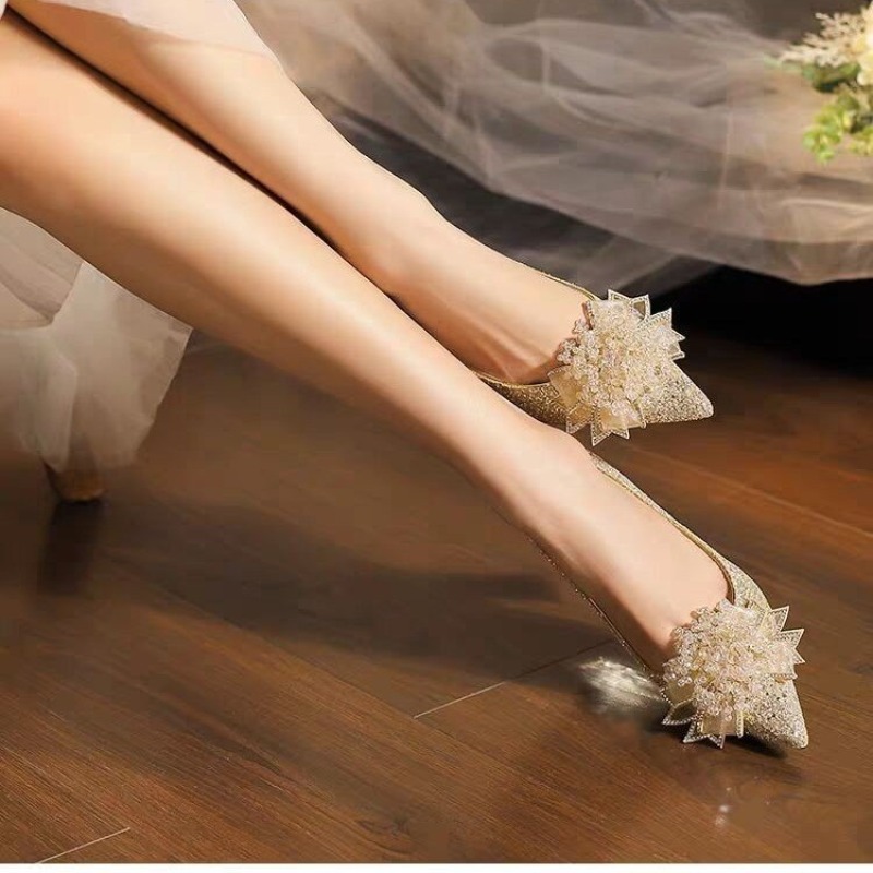 Rhinestone Flower Block Heel S - Pump Heel Block 评论和价格