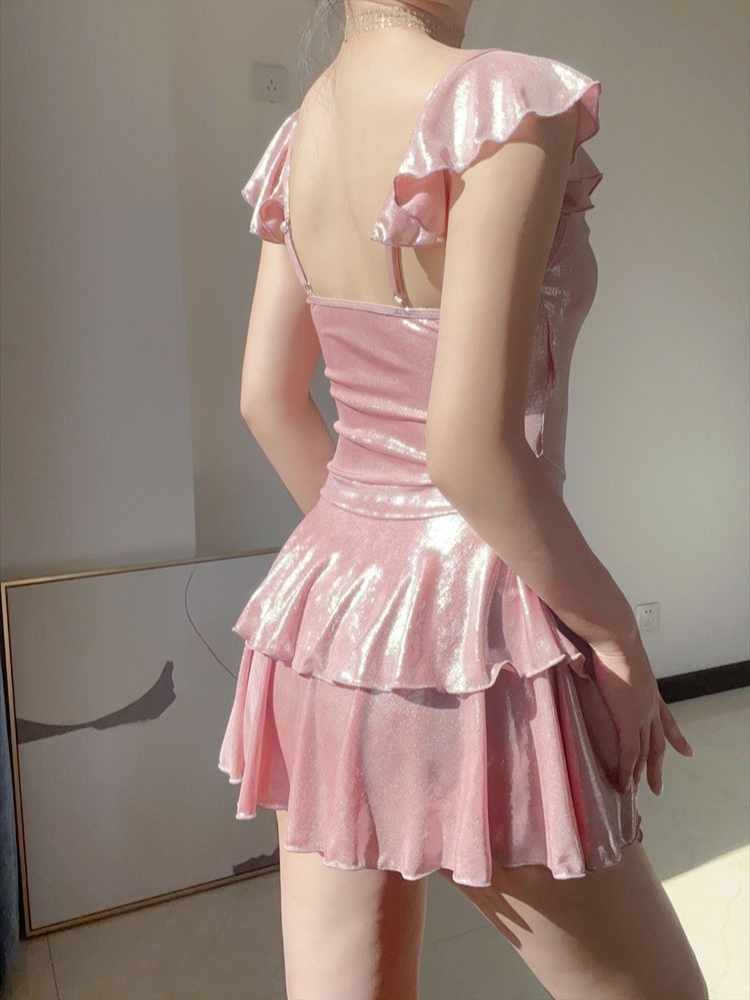 Flattering Shiny Pink Swimwear - Womens Suit 评论和价格